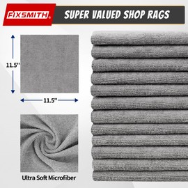 FIXSMITH Shop Towels, Pack of 100, Grey Microfiber Cleaning Cloth Bulk, Microfiber Towels for Cars, All-Purpose Absorbent Cleaning Rags, Dust Cloth for Automotive, Mechanic, Garage, 11.5 x 11.5 inch