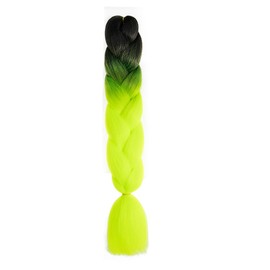 Braiding Hair Ombre Black to Yellow Green Braid Hair Extensions Hot Water Setting High Temperature Synthetic Fiber 24 Inches(B13-1Pack)