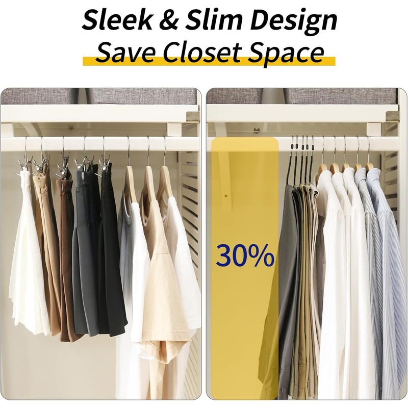 30 Pack Open Ended Pants Hangers, Non-Slip Metal Trouser Hangers
