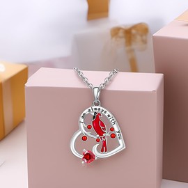 Cardinal Necklace Red Cardinal Necklaces for Women Sterling Silver Bird Memorial Pendant Sympathy Charms Christmas Mothers Day Gifts
