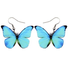 LONYOO Acrylic Floral Butterfly Earrings Dangle Drop Jewelry Butterfly Gifts for Women Girls Spring Summer Charms (Blue)