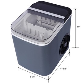 FRITHJILL Portable Countertop Ice Maker, Self-Cleaning Ice Machine with Scoop and Basket, 9 Cubes in 6 Mins, 26lbs in 24hrs, Gray