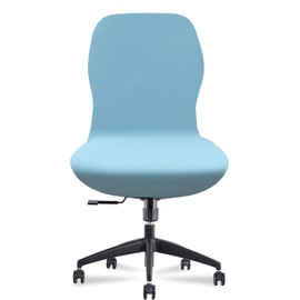 Deisy Dee Velvet Stretch Armless Office Chair Covers - Colorful Stretch Slipcover for Desk Chairs (Baby Blue)