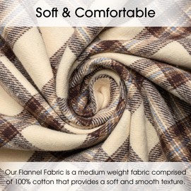 Pico Textiles 4 Yards Bolt Tan and Brown Tartan Plaid Flannel Fabric - 60" Wide - 100% Cotton - Sold by The Yard - for Shirts, Scarves, Pajamas & Receiving Blankets