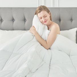 KUSNUG Bedding Comforter Duvet Insert Twin Size, All Season White Quilted Comforter with Corner Tabs, Box Stitched Down Alternative Comforter(68"x90")