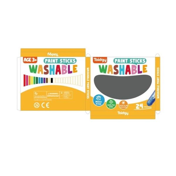 Toidgy Solid Tempera Paint Sticks, 24 Colors, Washable Paint Sticks