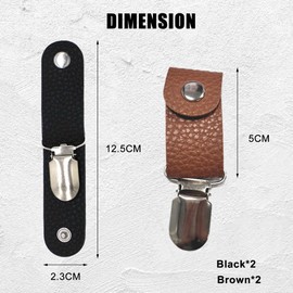 PU Leather Travel Hat Clips Pack of 4 in Black and Brown, Durable Stylish Hands Free Hat Clip for Outdoor Travel Versatile Portable Hat Clip as Portable And Versatile Hat Clip and Backpack Accessories