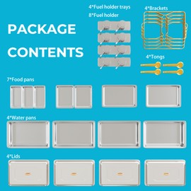 Trivico Chafing Dishes for Buffet 4 Pack(Full 1/2 1/3 Size Pan), 9QT Chafing Dish Buffet Set Stainless Steel Buffet Food Warmers Sets for Catering Events Parties Dinners,Gold and Silver