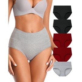 Annenmy Cotton Underwear for Women High Waisted Briefs Full Coverage Panties 5 Pack L Multicolor