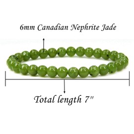 Angelstones Natural Canadian Nephrite Jade Gemstone 6mm Round Beads Stretch Bracelet 7" Unisex