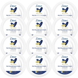 Dove Body Love Rich Nourishment Cream, Face, Hand & Body Lotion for Extremely Dry Skin, Fast-Absorbing 72-Hour Moisturizing Cream with Ceramide Serum, Travel Size, 2.53 Oz (Pack of 12)