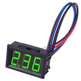 Push Button White, DC Current Display, Digital DC Ammeter, 3-Digit Display, 2 Cables, Digital 0 to 10A, Current Tester, Amp Detector, DC 4.5 to 30 V (Font Green Backlit)