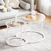 aboxoo White Nesting Glass Table Set of 2, Small Glass