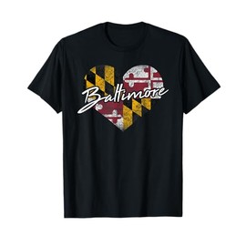 I Love Baltimore State of Maryland Flag Heart Gift T-Shirt