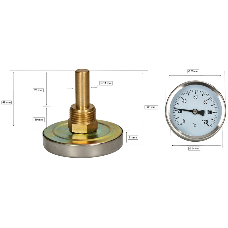 KOTARBAU® Bimetal Pointer Thermometer for Screw-In Heating Systems Water Pipes