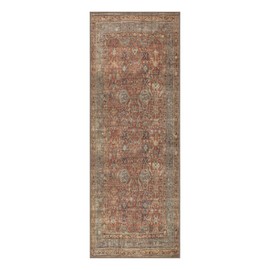 Bloom Rugs Washable Non-Slip 10 ft Runner - Terracotta/Mustard Traditional Runner for Entryway, Hallway, Bathroom, and Kitchen - Exact Size: 2.5' x 10'