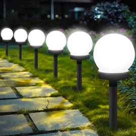 YeahBoom Solar Garden Light Waterproof Solar Lamp for Garden Outdoor LED Ball, Pack of 6 LED Ball with Ground Spike, Garden Light with Ball Lamp, Ground Spike Ball Light Solar LED, Solar Ball for the