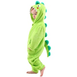 Dinosaur Costume Kids Fancy Dress Boys Girls Animal Onesie Sleepsuit Plush4-6 YearsGreen