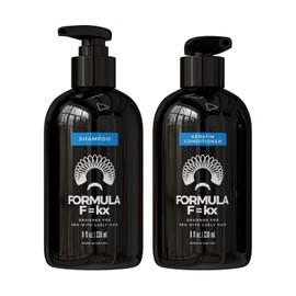Formula F=kx Men's Strengthening Curl Shampoo and Revitalizing Keratin Curl Conditioner Set (8 oz ea), For Men With Wavy, Curly, and Coily Hair (Type 2a-4c), Sulfate & Silicone-Free, Scent: Ocean