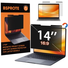 BSPROTE Magnetic Laptop Privacy Screen 14 Inch 16:9 Display- Removable Anti-Glare Blue Light Filter, Computer Privacy Screen Shield Compatible with 14'' Hp Acer Asus Lenovo Dell Thinkpad Monitor