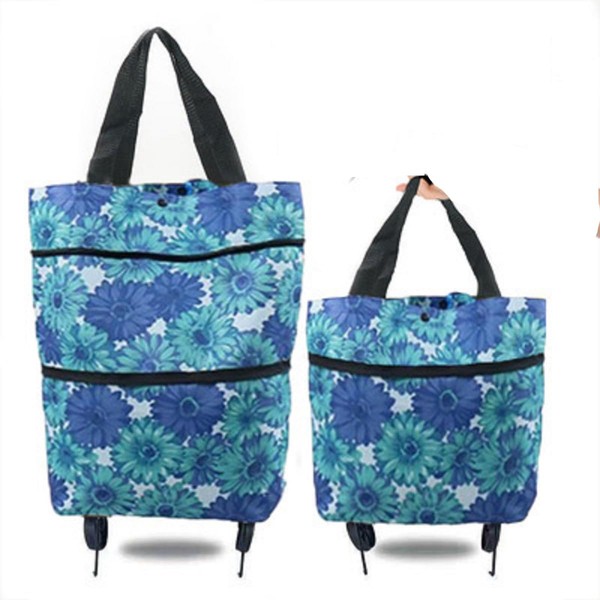 Swpato Reusable Grocery Bags with Waterproof Coating and folding wheels