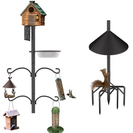 Bird Feeder Pole Stand,95 Inch House Pole for Outdoors Weather Station,Heavy Duty Metal Mount Kit Adjustable Multifunctional Bird Feeder Stand