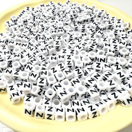 Sunrica 500Pcs Cube Letter Beads Z 6X6mm Individual Acrylic Alphabet Beads for Friendship Bracelets Making