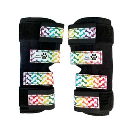Paw Empire - Pair of Ultra Supportive Dog Leg Braces, Comfortable, Dual Metal Springs, Canine Brace for Joint Arthritis, Assists Injury & Sprains (Rainbow Dog Bone, Large)