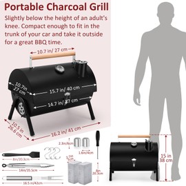 Portable Charcoal Grill Set of 12, Leonyo Tabletop Charcoal Grills, Compact Small BBQ Grill with Griddle Accessories for Outdoor Camping, Patio, Backyard, Beach, RV Traveling