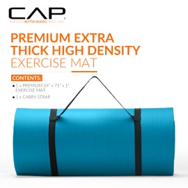 CAP High Density Exercise Mat with strap, 74"x24"x1" - Teal