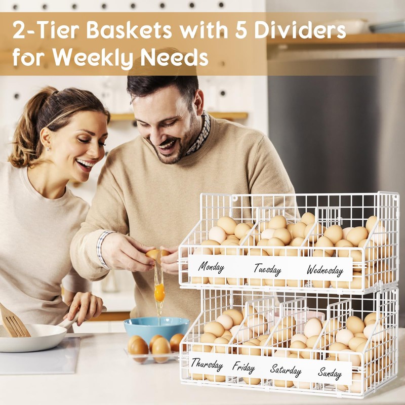 keomaisyto Fresh Egg Holder with 5 Dividers to Separate Eggs