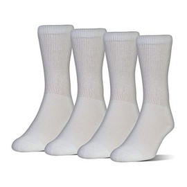 MediPeds Unisex-Adult's Coolmax Extra Wide Crew Socks, 4 Pairs, White, Shoe Size: Mens 7-12, Womens 10-13