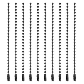 MECCANIXITY Ball Bead Chain Beaded Necklace Chains 4 Inch Adjustable Metal Ball Chains 2.4mm/0.1inch Keychain for Jewelry Making,DIY Craft Projects,Pack of 10(Black)