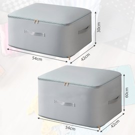 Self-Compressing Organiser, Pack of 2, Space Saving Organiser, Self-Compression Organiser, Storage for Duvets, Clothes Storage (Grey) 54 x 42 x 30 cm, 54 x 42 x 60 cm