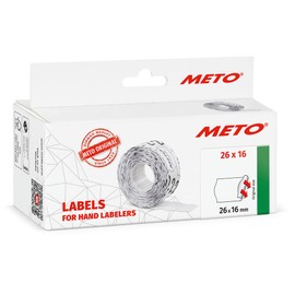 Meto Preisauszeichner Etiketten (26x16 mm, 2-zeilig, 6.000 Stück, weiß, permanent, Preisetiketten für Meto, Contact, Sato, Avery, Tovel, Samark etc.)