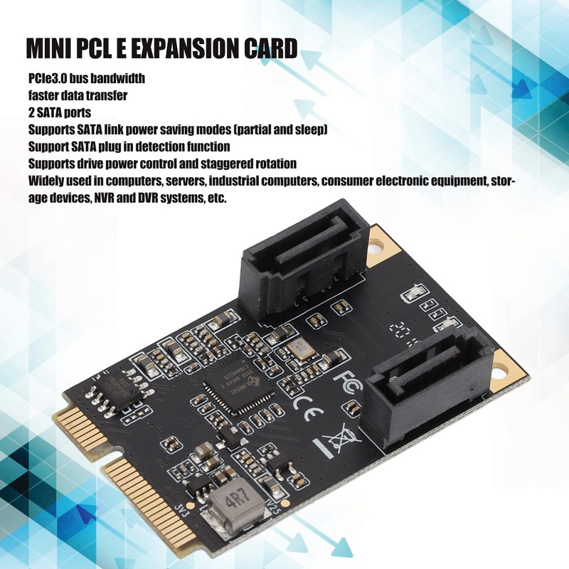 Mini PCi E to 2 Port SATA Expansion Card 6Gbps