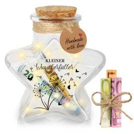 Giftota Wish Fulfiller Money Gift, LED Bottle Light Star Shape with Cork, Gift of Happiness for Birthday, Christening, Confirmation, Youth Consecration, Christmas, Funny Money Gift for Men and Women