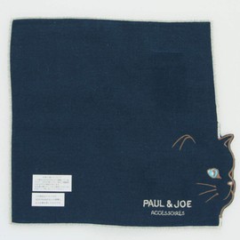 Paul & Joe ACCESSOIRES 107082-0502-62 Ladies Mini Gauze Handkerchief (Navy) Cat [100% Cotton] Women's Handkerchief, 7.9 inches (20 cm), beige