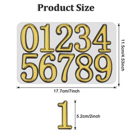 Gold Mailbox Numbers for Outside,2 Inch 3D Mail Box Numbers,Self Adhesive Reflective Mailbox Stickers for Mailboxs, Apartment, House, Trash Bins