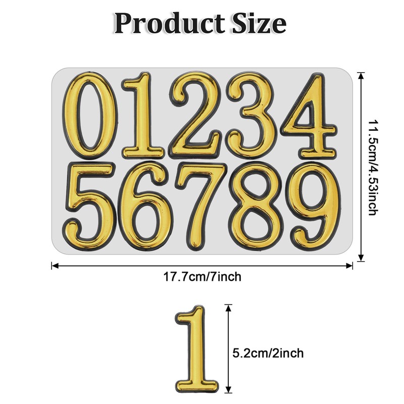 Gold Mailbox Numbers for Outside,2 Inch 3D Mail Box Numbers,Self