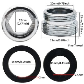 2pcs Faucet Aerator Adapter,20mm Male To 22mm Male Fine Thread Brass Sink Faucet Adapter for Connecting