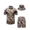 fohemr Outfit Men's Baroque 2-Piece Golden Chain Pattern Shirt Shorts