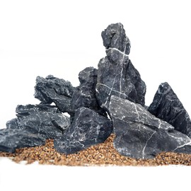 TankMatDecor Seiryu Stones Natural Aquarium Slate Stone Rocks 3 to 8 inch for Aquascaping, Fish Tank, Terrariums,Paludariums,and Gardens (10, Pounds)