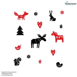 Scandi Winter Animal Window Stickers (Mini) | Christmas Window Sticker | Perfect for Decorating Your Home This Christmas | Re-positionable, Removable and Reusable