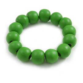 Avalaya Green Painted Round Bead Wood Flex Bracelet - M/L