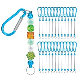 PATIKIL 24 Pcs Beadable Keychains Bars, Metal Beaded Keychain Blanks Bulk Making Supplies Kit with Snap Hook for Pendant DIY Art Crafts, Bright Blue