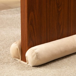 TORMAYS Door Draft Stopper Double Sided Weather Stripping Noise Breeze Blocker, Door Sweeps Adjustable Length, Multi Color Available (36 inch, Cream)