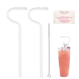 3pcs Reusable Glass Anti - Wrinkle Drinking Straws for Lip, Sideways Use to Keep Wrinkles Free