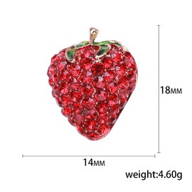 Cute Strawberry Brooches Pins Delicate Red Crystal Fruit Brooch Classic for Party Dance Banquet for Women Teen Girls Dainty Simple Lapel Pins Dress Suit Shirt Ceremony Clothes Accessories Jewelry