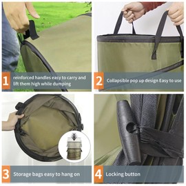 koity 30 Gallon Collapsible Pop-Up Trash Can Waste Yard Bag for Gardening Lawn Leaf Garden Bag Pop Up Camping Trash can Recycle Bin,Laundry Hamper,Yard Waste Bag,Lawn Debris Bag (30 Gallon 2-pack)…